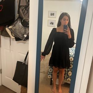Black 1.STATE Smocked Ruffle Hem Long Sleeve Dress, size SM // New with tags!